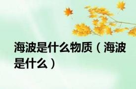 海波是什么物质（海波是什么）
