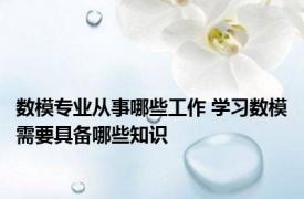 数模专业从事哪些工作 学习数模需要具备哪些知识