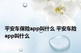 平安车保险app叫什么 平安车险app叫什么