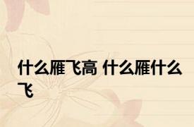 什么雁飞高 什么雁什么飞