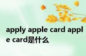 apply apple card apple card是什么