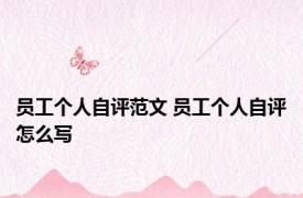 员工个人自评范文 员工个人自评怎么写