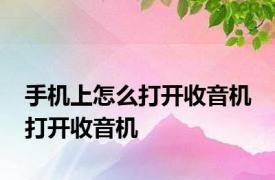 手机上怎么打开收音机 打开收音机 