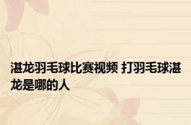 湛龙羽毛球比赛视频 打羽毛球湛龙是哪的人