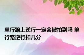 单行路上逆行一定会被拍到吗 单行路逆行扣几分