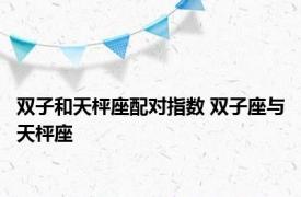 双子和天枰座配对指数 双子座与天枰座 