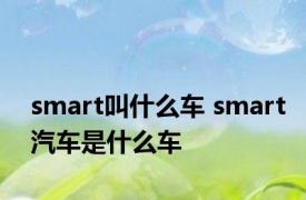 smart叫什么车 smart汽车是什么车