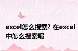 excel怎么搜索? 在excel中怎么搜索呢