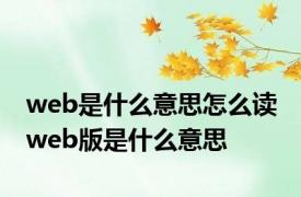 web是什么意思怎么读 web版是什么意思