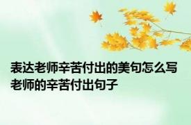 表达老师辛苦付出的美句怎么写 老师的辛苦付出句子 