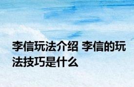李信玩法介绍 李信的玩法技巧是什么