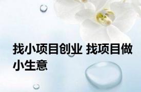 找小项目创业 找项目做小生意 