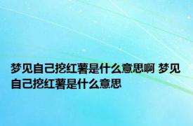 梦见自己挖红薯是什么意思啊 梦见自己挖红薯是什么意思