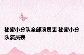 秘密小分队全部演员表 秘密小分队演员表 