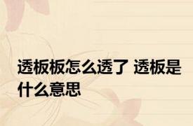 透板板怎么透了 透板是什么意思