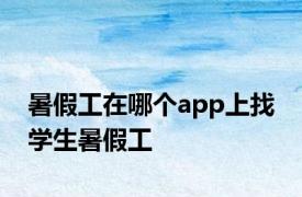 暑假工在哪个app上找 学生暑假工 