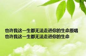 也许我这一生都无法走进你的生命原唱 也许我这一生都无法走进你的生命 
