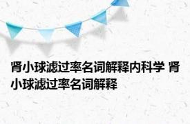 肾小球滤过率名词解释内科学 肾小球滤过率名词解释 