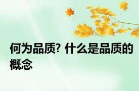 何为品质? 什么是品质的概念