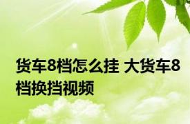 货车8档怎么挂 大货车8档换挡视频 