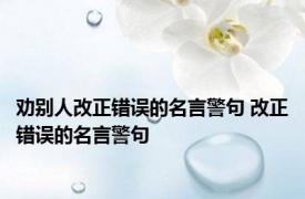 劝别人改正错误的名言警句 改正错误的名言警句