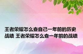 王者荣耀怎么查自己一年前的历史战绩 王者荣耀怎么查一年前的战绩