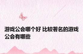 游戏公会哪个好 比较著名的游戏公会有哪些