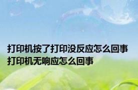 打印机按了打印没反应怎么回事 打印机无响应怎么回事