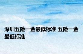 深圳五险一金最低标准 五险一金最低标准 