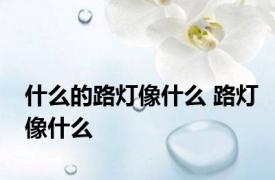 什么的路灯像什么 路灯像什么 