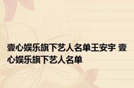 壹心娱乐旗下艺人名单王安宇 壹心娱乐旗下艺人名单 