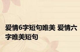 爱情6字短句唯美 爱情六字唯美短句