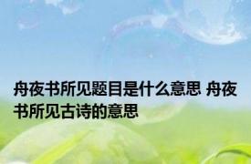 舟夜书所见题目是什么意思 舟夜书所见古诗的意思