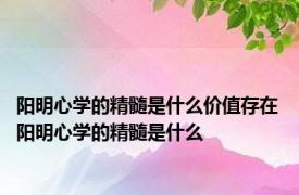 阳明心学的精髓是什么价值存在 阳明心学的精髓是什么