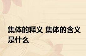 集体的释义 集体的含义是什么