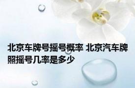 北京车牌号摇号概率 北京汽车牌照摇号几率是多少