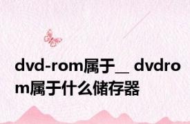 dvd-rom属于__ dvdrom属于什么储存器