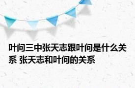 叶问三中张天志跟叶问是什么关系 张天志和叶问的关系