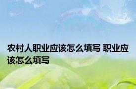 农村人职业应该怎么填写 职业应该怎么填写