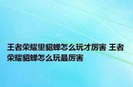 王者荣耀里貂蝉怎么玩才厉害 王者荣耀貂蝉怎么玩最厉害