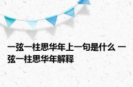 一弦一柱思华年上一句是什么 一弦一柱思华年解释