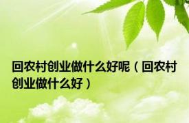 回农村创业做什么好呢（回农村创业做什么好）