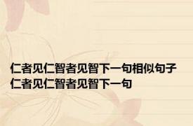 仁者见仁智者见智下一句相似句子 仁者见仁智者见智下一句
