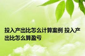投入产出比怎么计算案例 投入产出比怎么算盈亏