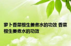 萝卜香菜根生姜煮水的功效 香菜根生姜煮水的功效 