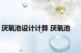 厌氧池设计计算 厌氧池 