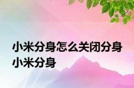 小米分身怎么关闭分身 小米分身 