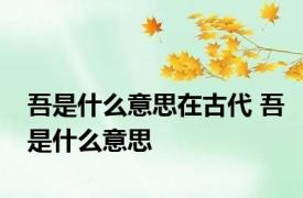 吾是什么意思在古代 吾是什么意思 