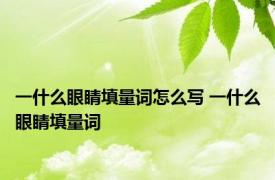 一什么眼睛填量词怎么写 一什么眼睛填量词 