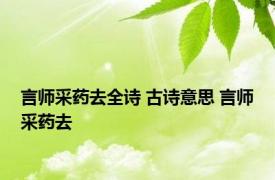 言师采药去全诗 古诗意思 言师采药去 